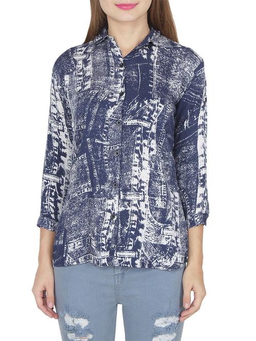 navy blue rayon shirt - 14355118 - Very Small Image - 1