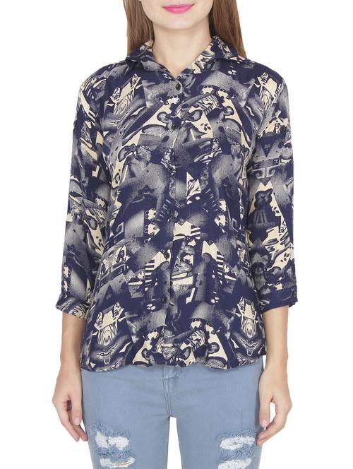 navy blue rayon shirt - 14355122 - Very Small Image - 1