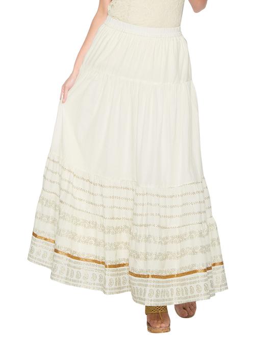 white cotton flared skirts - 14355501 - Very Small Image - 1