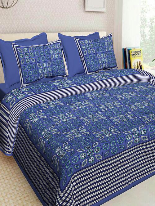 jaipuri printed cotton double bedsheets with 2 pillow covers - 14355659 - Very Small Image - 1