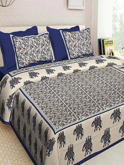 jaipuri printed cotton double bedsheets with 2 pillow covers - 14355661 - Very Small Image - 1