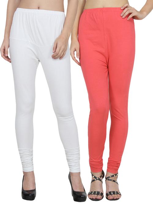 set of 2 multicolored cotton spandex leggings - 14355687 - Very Small Image - 1