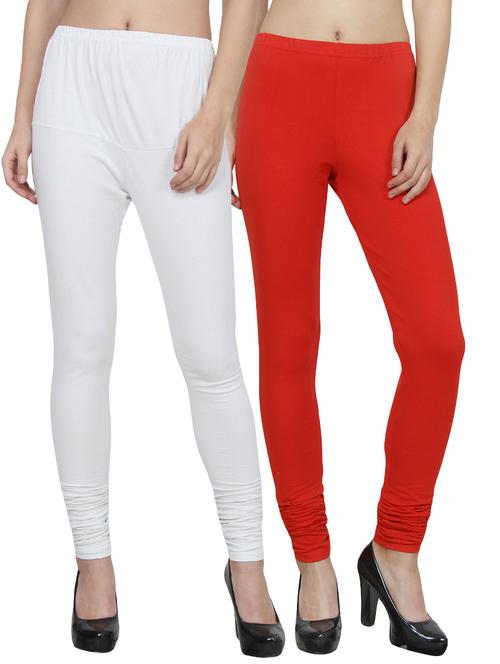 set of 2 multicolored cotton spandex leggings - 14355697 - Very Small Image - 1