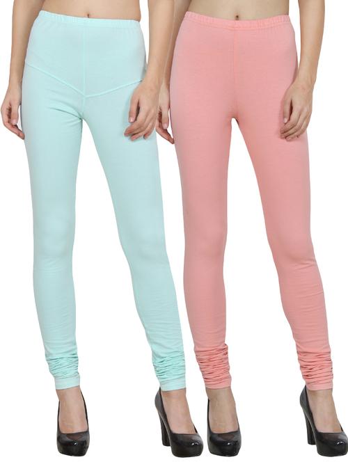 set of 2 multicolored cotton spandex leggings - 14355698 - Very Small Image - 1
