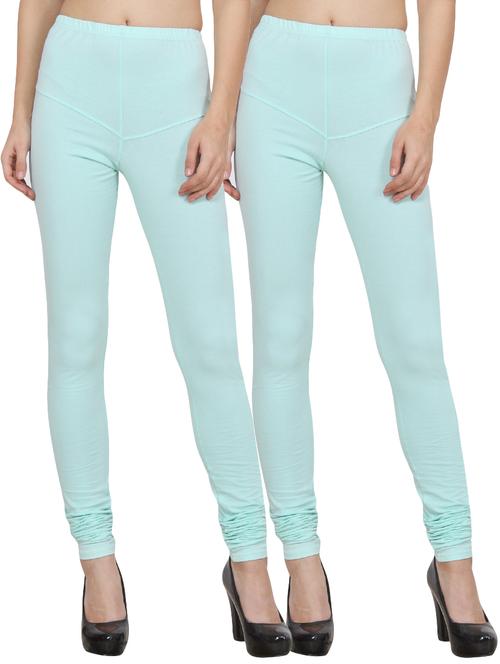 set of 2 light blue cotton spandex leggings - 14355712 - Very Small Image - 1