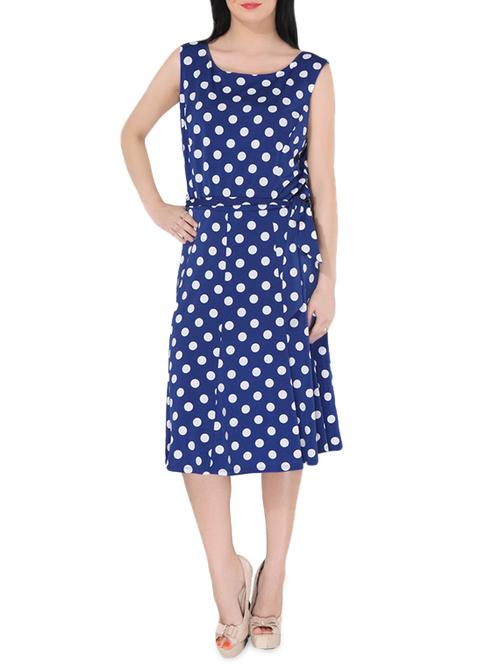 blue polka dots belted dress - 14356258 - Very Small Image - 1