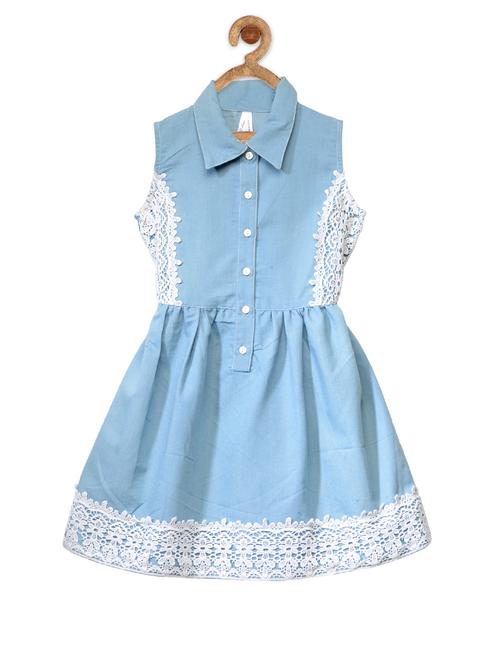 blue cotton blend frock - 14358876 - Very Small Image - 1