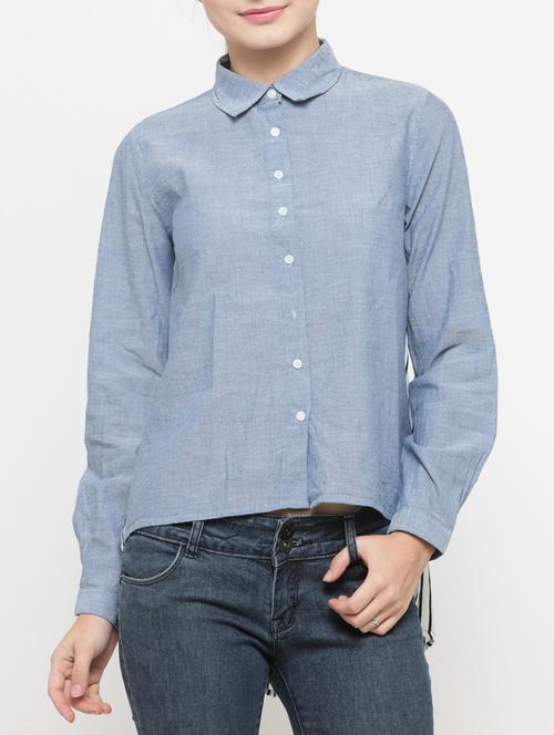 blue striped asymmetric shirt - 14360452 - Very Small Image - 1