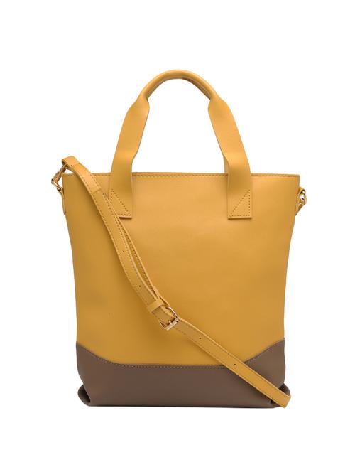 yellow leatherette regular handbag - 14360715 - Very Small Image - 1