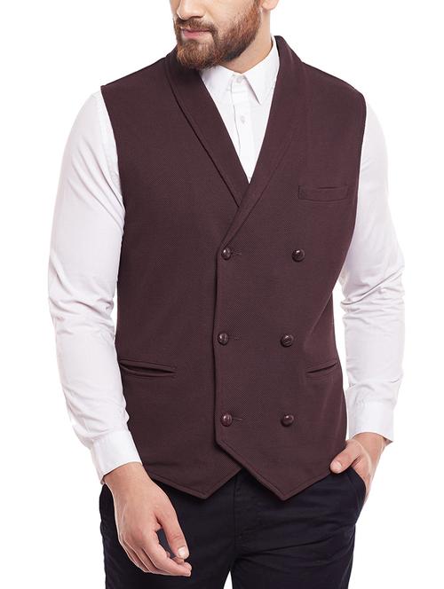 brown cotton waist coat - 14361019 - Very Small Image - 1