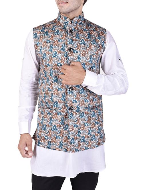 multi colored cotton nehru jacket - 14361329 - Very Small Image - 1