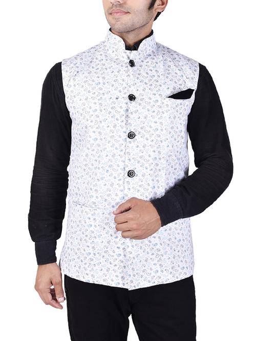 white cotton nehru jacket - 14361337 - Very Small Image - 1