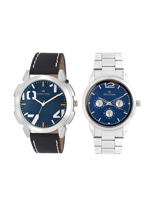 swisstone gr102-blu-blk & gr032-blu-ch analog wrist watch combo for men/boys - 14361619 - Very Small Image - 1