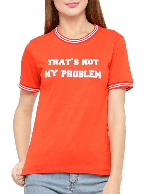 orange printed cotton regular tee - 14363022 - Very Small Image - 1