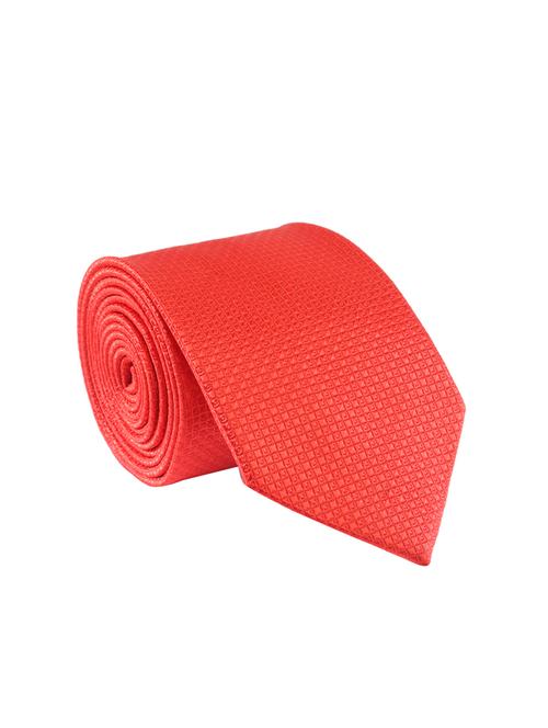 red micro fiber tie, pocket square and a lapel pin - 14363045 - Very Small Image - 1