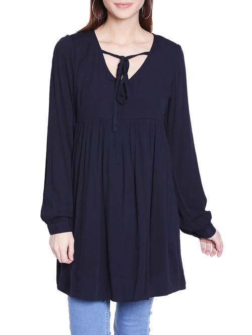 solid navy blue regular tunic - 14364046 - Very Small Image - 1
