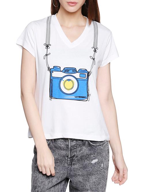 white printed regular tee - 14364066 - Very Small Image - 1