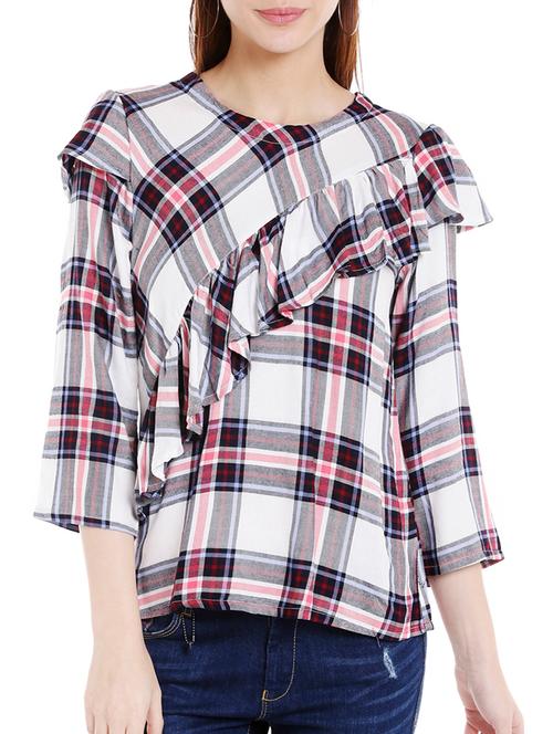 multicolored plaid ruffle top - 14364089 - Very Small Image - 1