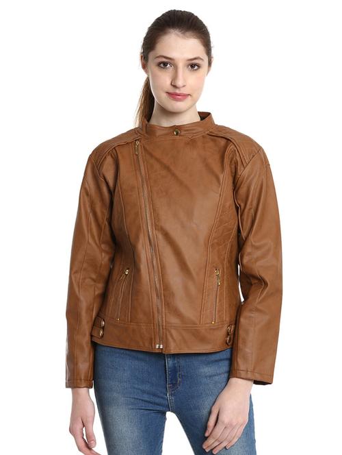 solid brown leather jacket - 14364162 - Very Small Image - 1