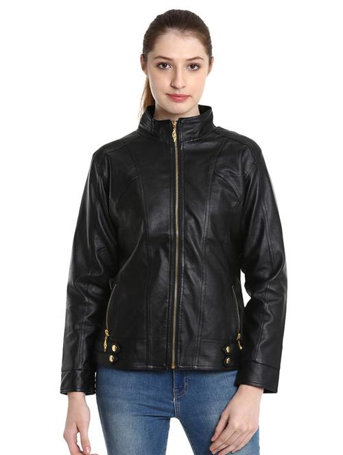 solid black leather jacket - 14364163 - Very Small Image - 1