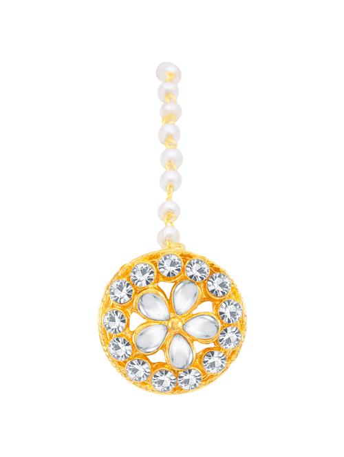 gold plated maang teeka - 14364309 - Very Small Image - 1