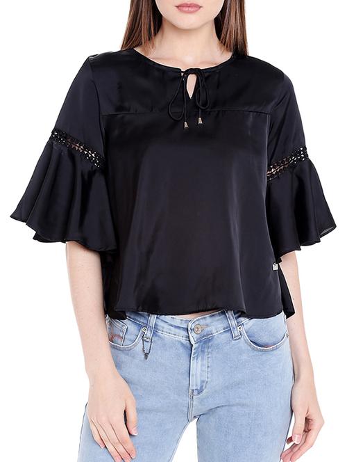 black satin boxy top - 14367861 - Very Small Image - 1