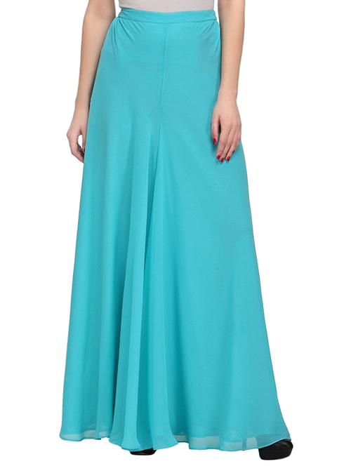 solid light blue georgette palazzo - 14368887 - Very Small Image - 1