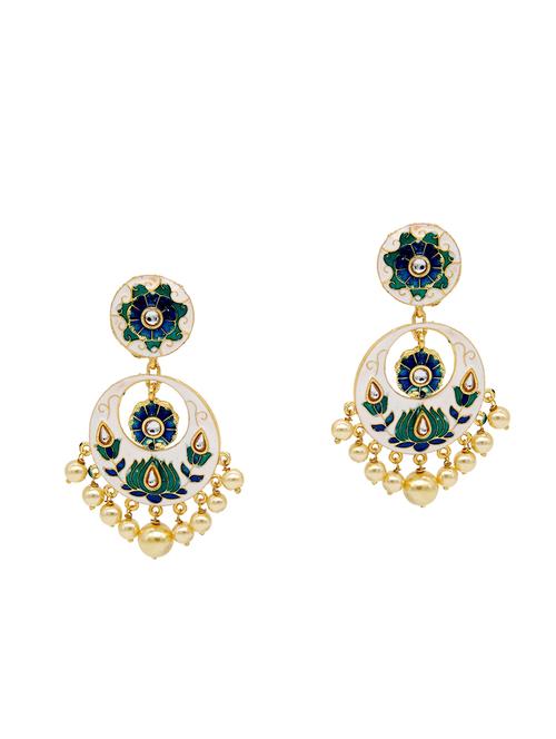 white metal meenakari earrings - 14369024 - Very Small Image - 1