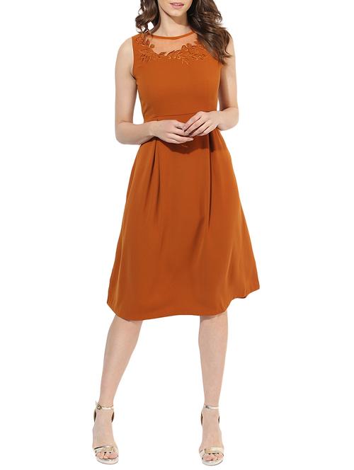 brown fit & flare dress - 14369121 - Very Small Image - 1