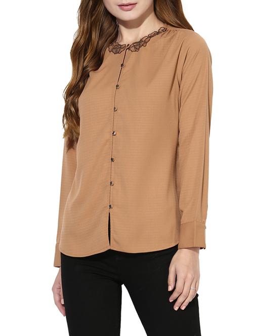 solid brown casual top - 14369317 - Very Small Image - 1