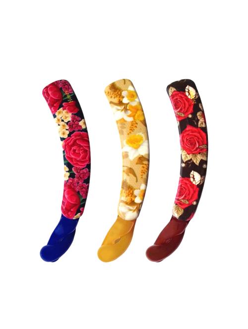 shreya collection combo of 3 multicolour floral print banana hair clips - 10012.77 - 14370031 - Very Small Image - 1