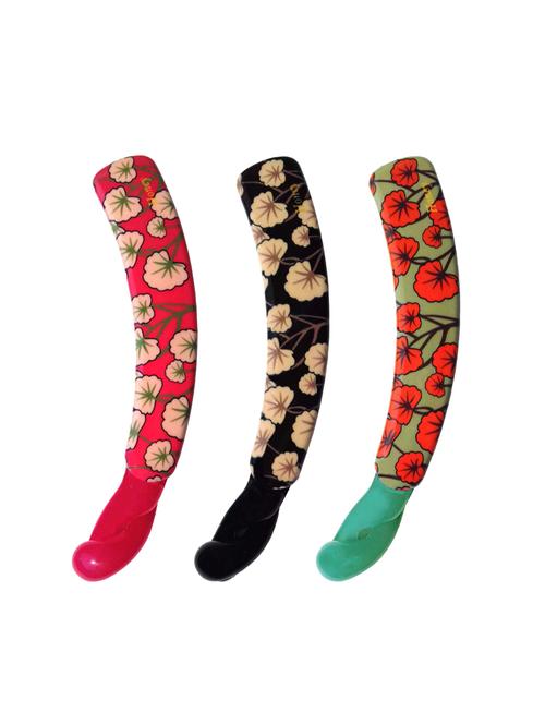 shreya collection combo of 3 multicolour floral print banana hair clips - 10012.80 - 14370034 - Very Small Image - 1