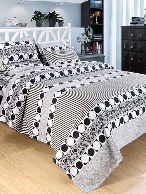 printed cotton double bed sheet with 2 pillow covers - 14370731 - Very Small Image - 1