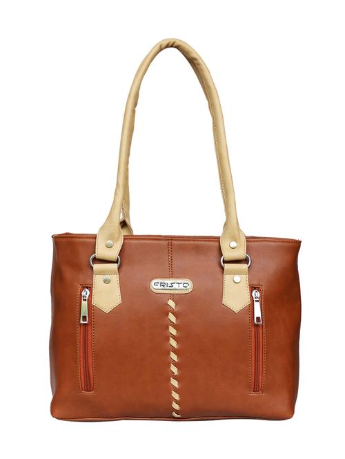 tan leatherette regular handbag - 14371184 - Very Small Image - 1