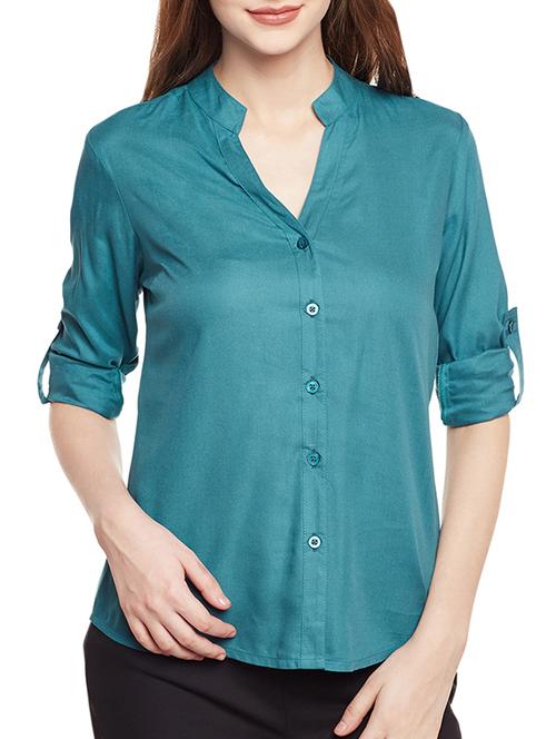 blue viscose regular shirt - 14372630 - Very Small Image - 1