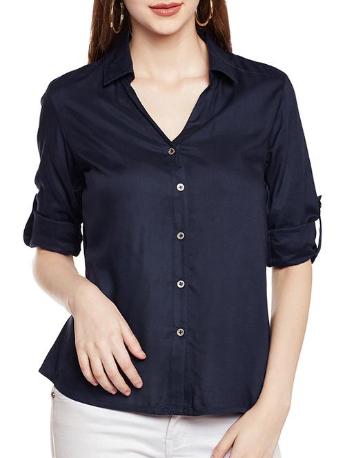 roll up sleeved solid shirt - 14372632 - Very Small Image - 1