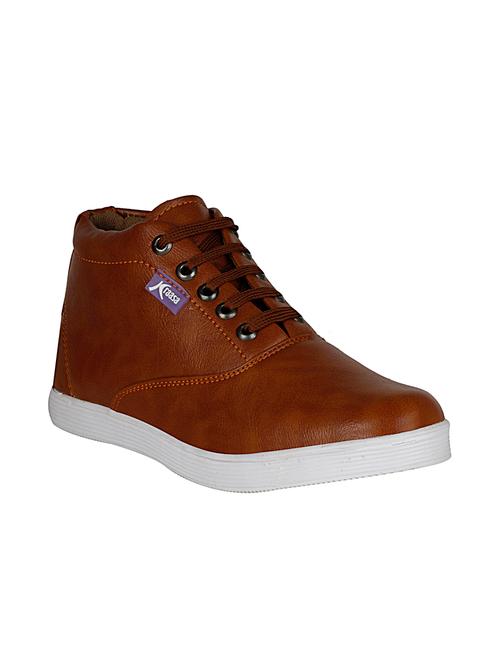 tan leatherette lace up sneaker - 14376863 - Very Small Image - 1