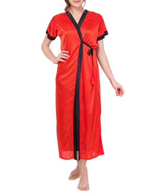 solid red satin gown - 14377040 - Very Small Image - 1