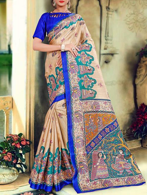 beige bhagalpuri saree with blouse - 14378832 - Very Small Image - 1