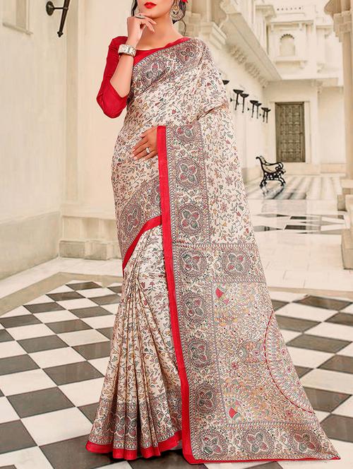 beige bhagalpuri saree with blouse - 14378836 - Very Small Image - 1