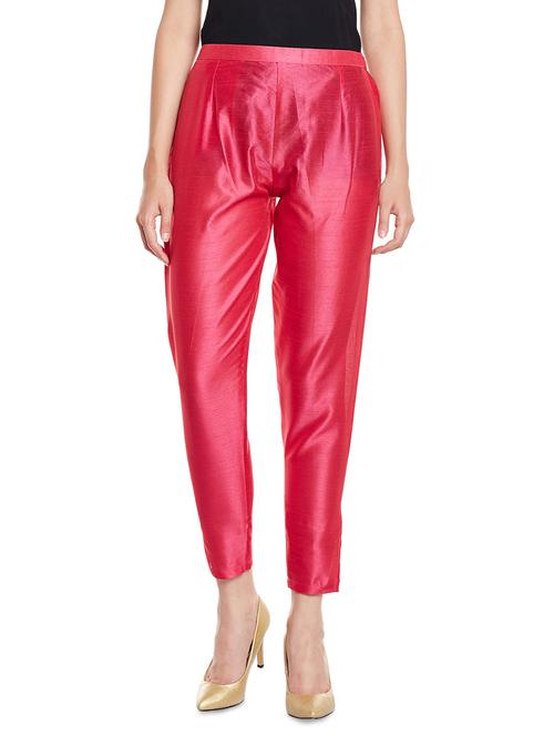 pink silk blend trousers - 14378935 - Very Small Image - 1