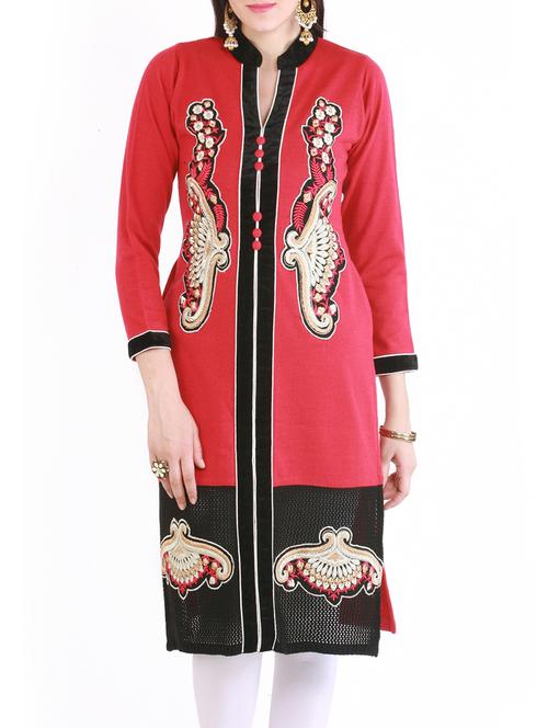 pink woolen kurta - 14379964 - Very Small Image - 1