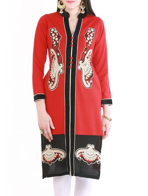 red woolen kurta - 14379965 - Very Small Image - 1