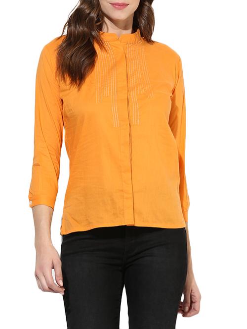 orange cotton casual shirt - 14380697 - Very Small Image - 1