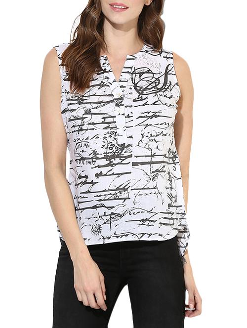 white printed rayon casual top - 14380703 - Very Small Image - 1