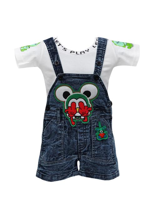 white cotton dungaree set - 14380958 - Very Small Image - 1