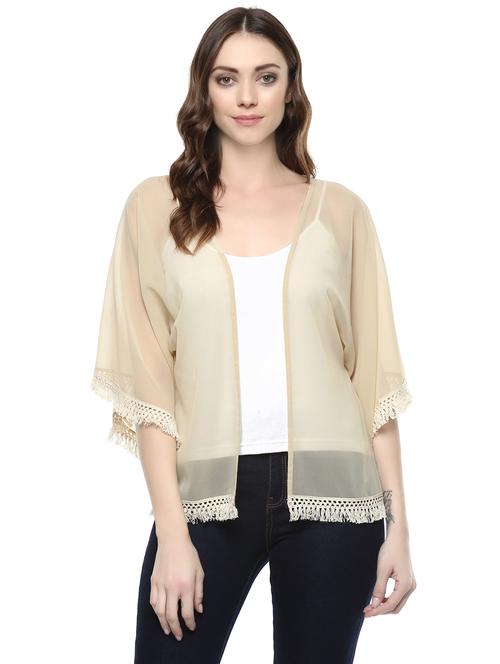 beige georgette casual shrug - 14382812 - Very Small Image - 1