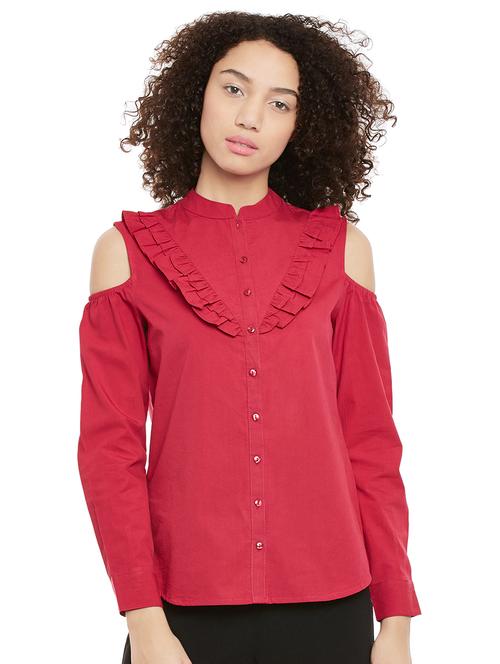dark pink cotton regular shirt - 14382914 - Very Small Image - 1