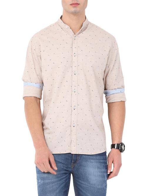 beige cotton casual shirt - 14382951 - Very Small Image - 1