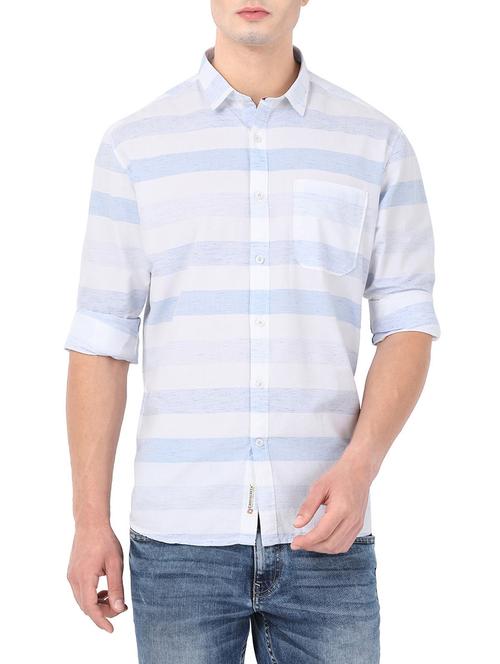blue cotton casual shirt - 14382969 - Very Small Image - 1